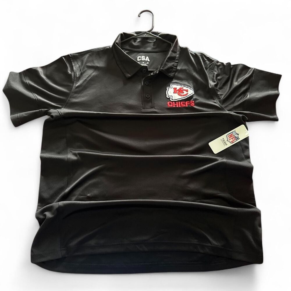 NFL Kansas City Chiefs black polo shirt with embroidered logo CSA